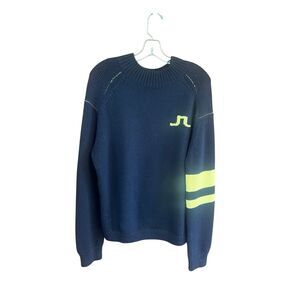 J. Lindeberg CECILE BIG BRIOGE GOLF SWEATER Wool Blend Sz L Navy